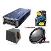 Combo SoundBooster Mono Amplifier 1000W RMS + Pioneer TS-W3003D4 12" Subwoofer