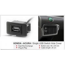 Honda-Acura Single USB Switch Hole Cover extension adapter cable with 1 port