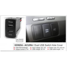 Honda-Acura Dual USB Switch Hole Cover with 2 port (Charger + Audio)