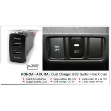 Honda-Acura Dual USB Charger Hole Cover with 2 port (Charger + Audio)