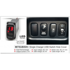 Mitsubishi Single Charger USB Switch Hole Cover With Digital Voltmeter